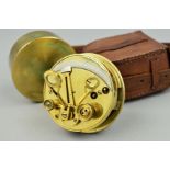 A STANLEY 1911 PATTERN BRASSED CASED CIRCULAR POCKET SEXTANT, in its leather carrying case, good