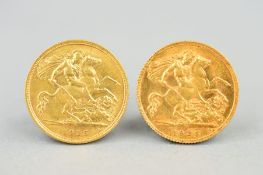 TWO GOLD HALF SOVEREIGNS, 1915 Sydney and 1925 South Africa