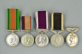 FIVE ASSORTED WWI/WWII ERA MEDALS, Army Long Service medal Geo V named to 7868974 Sjt F. Sketcher,