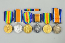 THREE WWI BRITISH WAR & VICTORY MEDALS, pairs with paperwork, named to 7639 Acting Sjt N. George,
