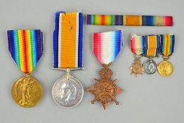A WWI 1914-15 STAR TRIO OF MEDALS, with miniatures and ribbon bar, named to 15532 Pte G. Thornby,