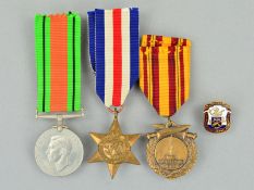 A WWII GROUP OF MEDALS, to include Defence medal, France & Germany Star and a Dunirk Veterans