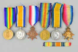 A WWI 1914 STAR TRIO OF MEDALS, named to 44910 Cpl A.T. Moore. RFA and a 1914-15 Star trio of medals