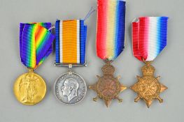 A WWI 1914 STAR TRIO OF MEDALS, named to SE-215 Pte W.W. Hill. AVC (Army Vetinary Corps), together