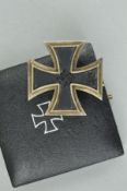 A BOXED WWII GERMAN 1ST CLASS IRON CROSS, 1st Class, un-marked version, two layer wafer