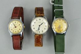 A SELECTION OF WWII/POST WWII ERA MILITARY STYLE WRISTWATCHES, to include Ancre 17 Rubis, watch,