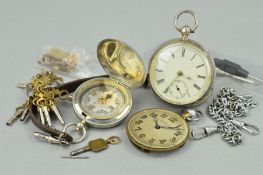A SILVER CASED POCKET WATCH, a Inventic pocket watch, Swiss made no case, a WWI era 1918 military