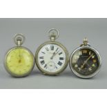 TWO MILITARY ISSUE POCKET WATCHES, H White & Son, wind up, 170290 on reverse, Jaeger le Coultre GSTP