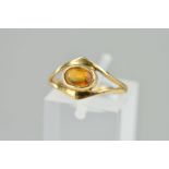 A LATE 20TH CENTURY SINGLE STONE CITRINE RING, ring size N, hallmarked 9ct gold, Birmingham,