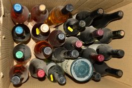 A COLLECTION OF TWENTY ONE BOTTLES OF RED AND WHITE WINE (9 & 12) FROM EUROPE AND THE NEW WORLD