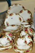 ROYAL ALBERT 'OLD COUNTRY ROSES' SIX PLACE TEA AND DINNER SET PLUS EXTRAS, etc to include serving