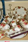 ROYAL ALBERT 'OLD COUNTRY ROSES' TWELVE PIECE TEA SET to include a three tier cake stand and tea pot