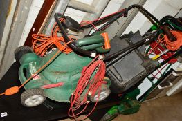 A QUALCAST ELECTRIC LAWN MOWER and a Black & Decker electric hedge trimmer