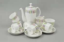 A SHELLEY BONE CHINA 'CLEOPATRA' PATTERN FIFTEEN PIECE COFFEE SERVICE, one coffee cup with