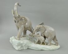 A LARGE LLADRO FIGURE GROUP, Elephant Family No 4764, approximate height 37cm x length 41cm