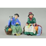 TWO ROYAL DOULTON FIGURES, 'Tuppence A Bag' HN2320 and 'Silks and Ribbons' HN2017 (seconds) (2)
