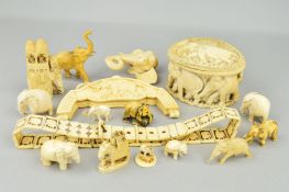 A COLLECTION OF BONE, RESIN AND EARLY 19TH CENTURY IVORY