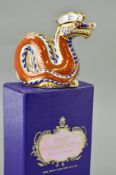 A BOXED ROYAL CROWN DERBY 'DRAGON' PAPERWEIGHT, gold stopper