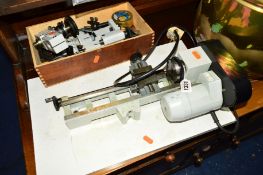 AMCO TABLE TOP WATCH MAKERS LATHE and a box of accessories