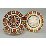 THREE ROYAL CROWN DERBY OLD IMARI (SECONDS) PLATES, '1128' pattern, approximate diameter 21.5cm