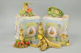 FIVE BORDER FINE ARTS SCULPTURES, to include three Beatrix Potter, 'Timmy Willie and the Strawberry'