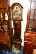 A MODERN METAMEC MAHOGANY GRANDDAUGHTER CLOCK, approximate height 162cm (three weights and