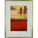 KELLY JANE (BRITISH CONTEMPORARY) 'GOLDEN POND', a limited edition print 66/295 of a stylised view