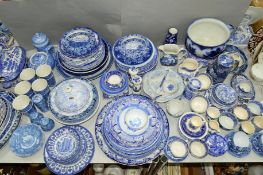 A LARGE PARCEL OF BLUE AND WHITE WARES to include a Burgess and Leigh tea set, a large number of