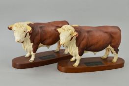 A BESWICK CONNOISSEUR POLLED HEREFORD BULL, No A2574, on wooden plinth, together with a