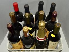 TWELVE BOTTLES OF ASSORTED WINES AND CHAMPAGNE to include Champagne Etienne Dumont and red and white