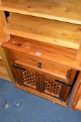 A CORONA PINE BEDSIDE CABINET and a similar CD chest (2)