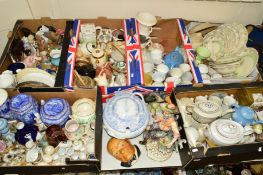 SIX BOXES AND LOOSE CERAMIC ITEMS ETC to include teapots, including novelty examples, two
