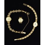 TWO WATCHES AND A WATCH HEAD, to include a 9ct gold lady's Sovereign wristwatch, hallmarked