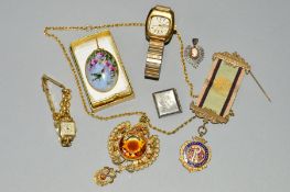 A SELECTION OF JEWELLERY to include a Rotary watch with expandable strap, an Osco watch, an oval