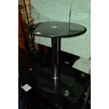 TWO GLASS OCCASIONAL STANDS and a glass nest of three tables (3)