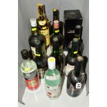 A COLLECTION OF VODKA, RUM, PORT AND SHERRY to include 1 x Romanoff Vodka, 1 x Bacardi Rum, 1 x