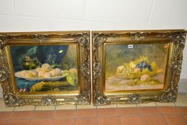 EUPHEMIE MURATON (1840-1914), two gilt framed still life prints featuring bowls of fruit,