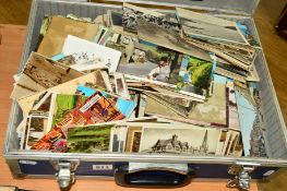 A BRIEFCASE OF POSTCARDS, black and white and colour, mostly British topographical