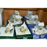 SEVEN BOXED LILLIPUT LANE SCULPTURES FROM LAKELAND CHRISTMAS COLLECTION AND SNOW PLACE LIKE HOME