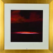 DEBRA STROUD (BRITISH CONTEMPORARY) 'PACIFIC', a limited edition print of a brooding red sky 231/