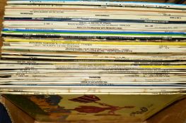A BOX OF 33RPM LP RECORDS to include classical, musicals and French speaking lessons