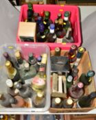 A COLLECTION OF OVER FORTY BOTTLES OF ASSORTED WINES, SPIRITS, BEERS AND CIDER including Lanson