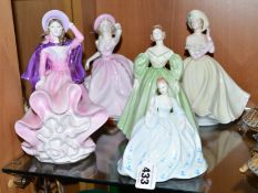 FIVE COALPORT FIGURES 'June', 'Kelly', 'Marianne', 'Melody' and 'Colleen' (5)