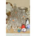 A PARCEL OF CUT GLASS to include drinking glasses by Royal Brierley etc, a decanter, a heavy