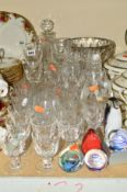 A PARCEL OF CUT GLASS to include drinking glasses by Royal Brierley etc, a decanter, a heavy