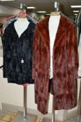 A BLACK ASTRAKHAM JACKET, together with a squirrel long coat (2)