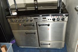 A LEISURE PROFESSIONAL RANGE COOKER with stainless steel and black finish, width 110cm