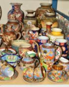 A GROUP OF SATSUMA WARES AND OTHER CERAMICS, to include storage jars, teapots and bowls, approximate