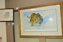 ANTHONY GIBBS (BRITISH 1951) 'CHANCE MISSED', a limited edition print 3/475 of a Tiger in snow,