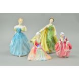 FOUR ROYAL DOULTON FIGURES 'Eugene' HN1521, 'Goody Two Shoes' HN2057, 'Alexandra' HN2398 and '
